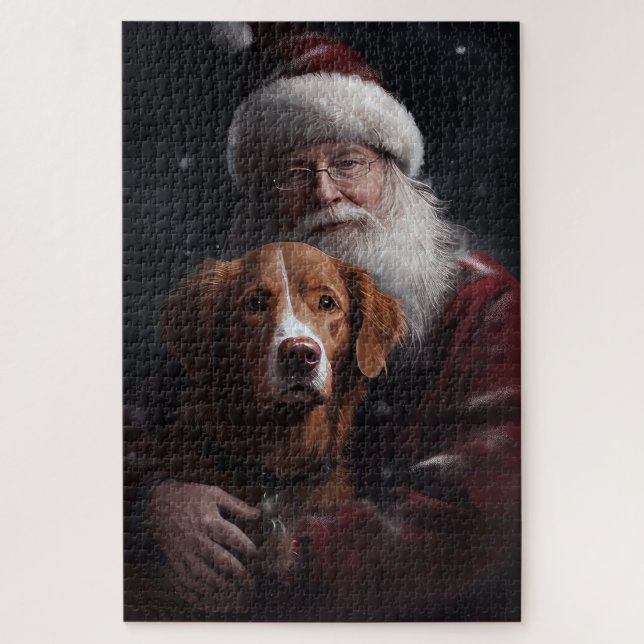 Nova Scotia Duck Toller mit dem Weihnachtsmann fei Puzzle (Vertikal)