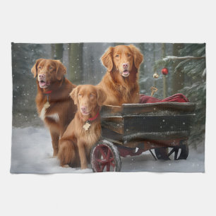 Nova Scotia Duck Toller Retriever Schnee-Schlitten Geschirrtuch