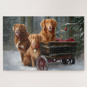 Nova Scotia Duck Toller Retriever Schnee Schlitten Puzzle