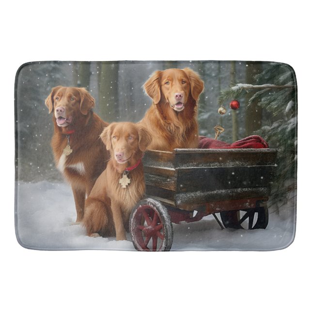 Nova Scotia Duck Toller Retriever Snowy Sleigh Badematte (Vorderseite)