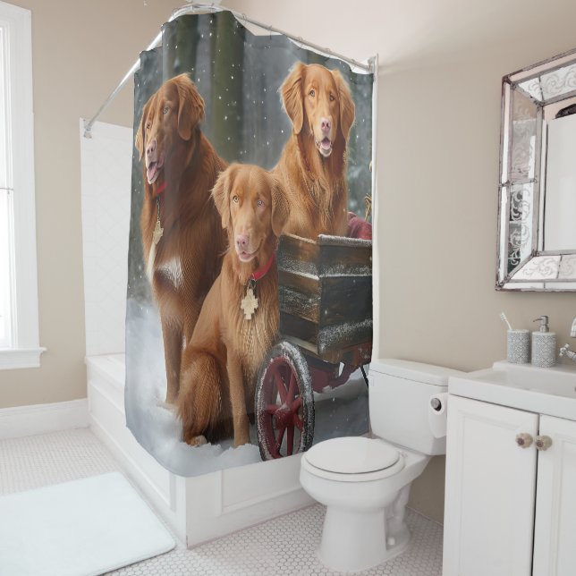 Nova Scotia Duck Toller Retriever Snowy Sleigh Duschvorhang (Beispiel)