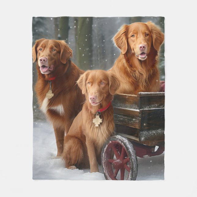 Nova Scotia Duck Toller Retriever Snowy Sleigh Fleecedecke (Vorderseite)