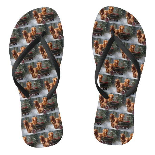 Nova Scotia Duck Toller Retriever Snowy Sleigh Flip Flops (Fußbett)
