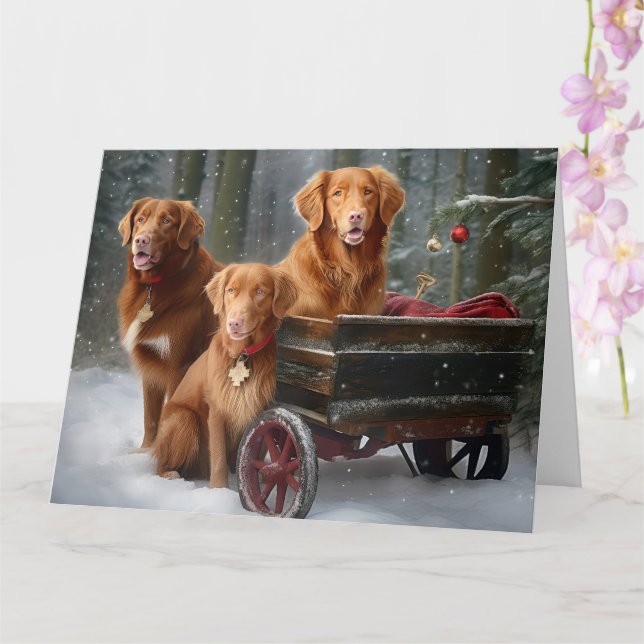Nova Scotia Duck Toller Retriever Snowy Sleigh Karte (Orchidee)