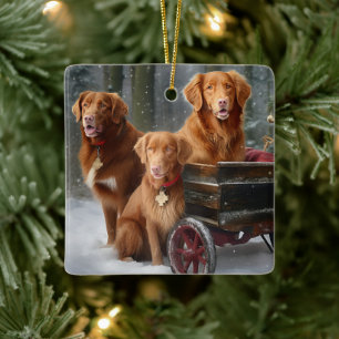 Nova Scotia Duck Toller Retriever Snowy Sleigh Keramikornament