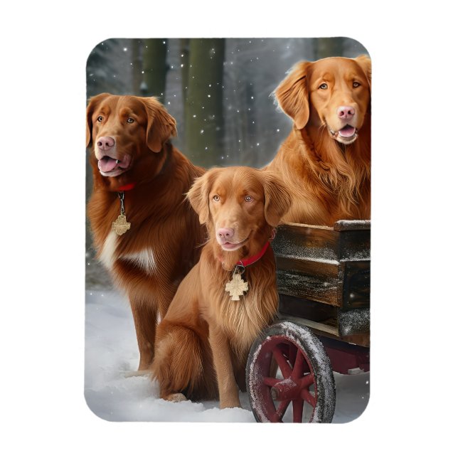 Nova Scotia Duck Toller Retriever Snowy Sleigh Magnet (Vertikal)