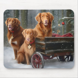 Nova Scotia Duck Toller Retriever Snowy Sleigh Mousepad