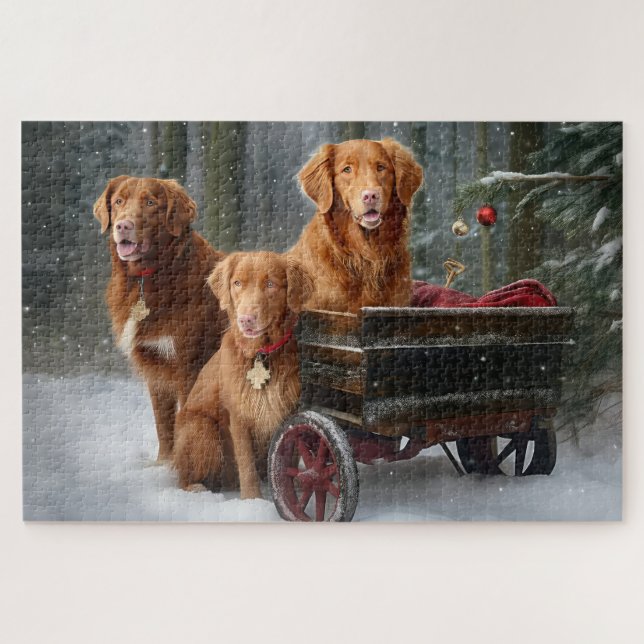 Nova Scotia Duck Toller Retriever Snowy Sleigh Puzzle (Horizontal)
