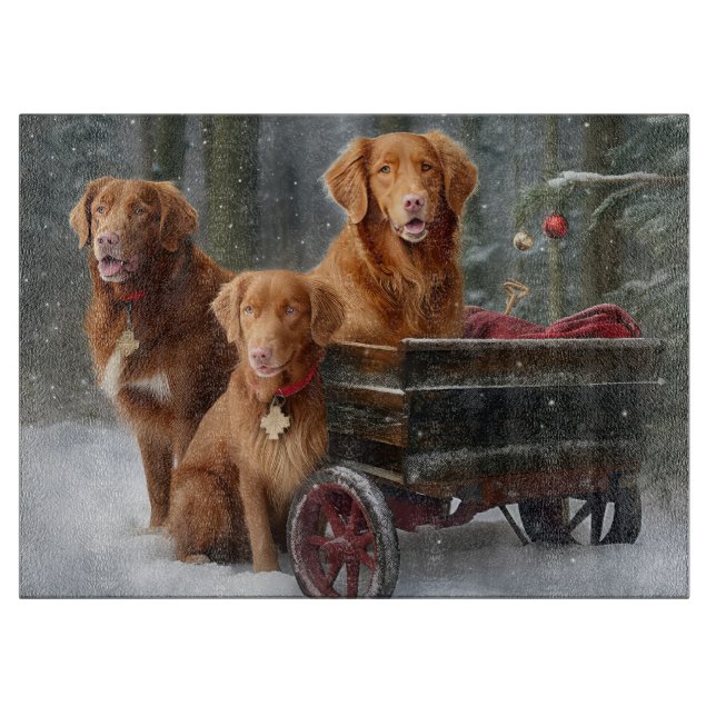 Nova Scotia Duck Toller Retriever Snowy Sleigh Schneidebrett (Vorderseite)