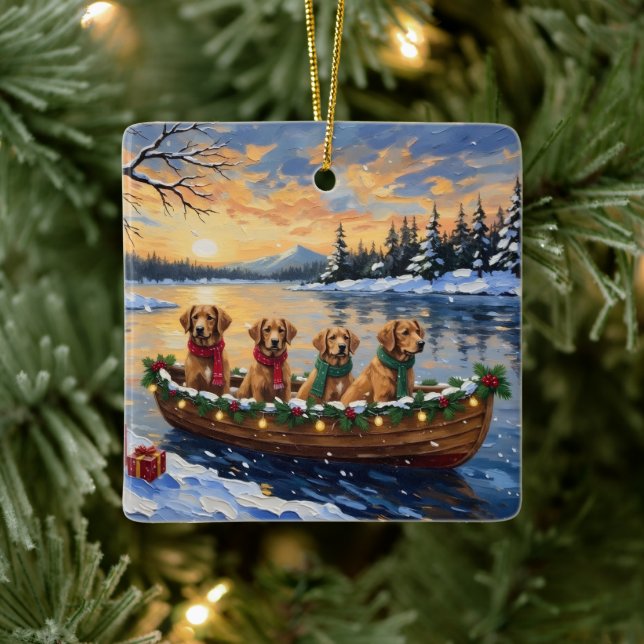 Nova Scotia Duck Tolling Retriever Christmas Boat  Keramikornament (Baum)
