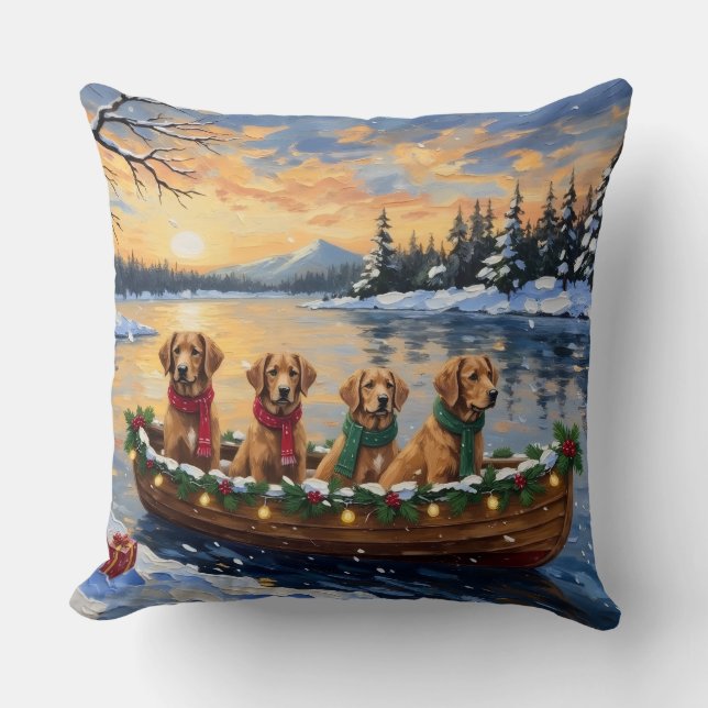 Nova Scotia Duck Tolling Retriever Christmas Boat  Kissen (Vorderseite)