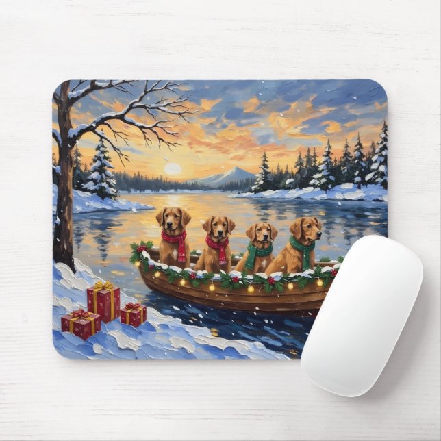 Nova Scotia Duck Tolling Retriever Christmas Boat  Mousepad (Mit Mouse)