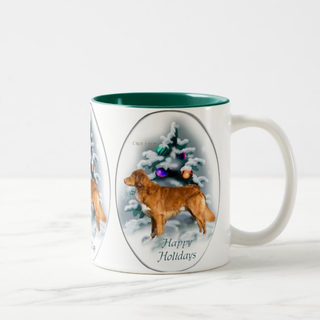 Nova Scotia Duck Tolling Retriever Christmas Gesch Zweifarbige Tasse (Rechts)