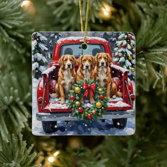 Nova Scotia Duck Tolling Retriever Christmas Red Keramikornament (Baum)