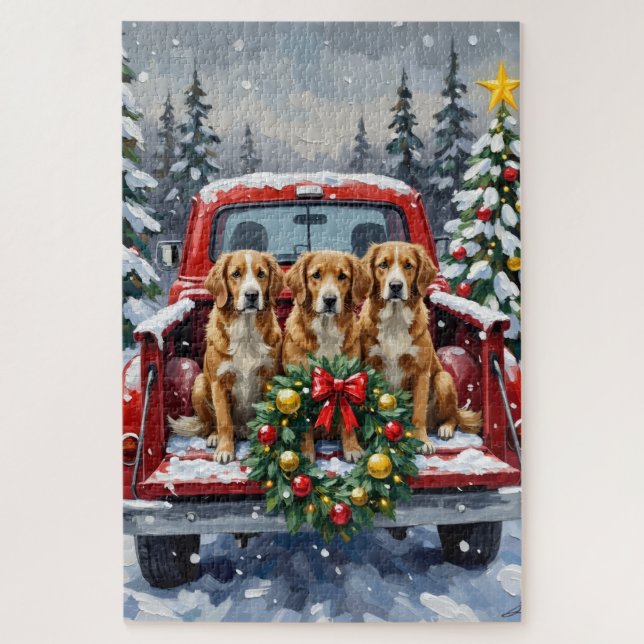 Nova Scotia Duck Tolling Retriever Christmas Red Puzzle (Vertikal)