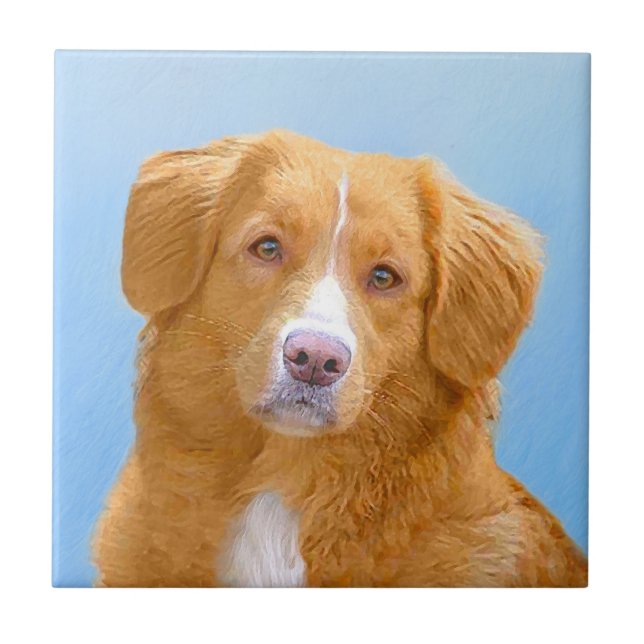 Nova Scotia Duck Tolling Retriever Dog Painting Fliese (Vorderseite)