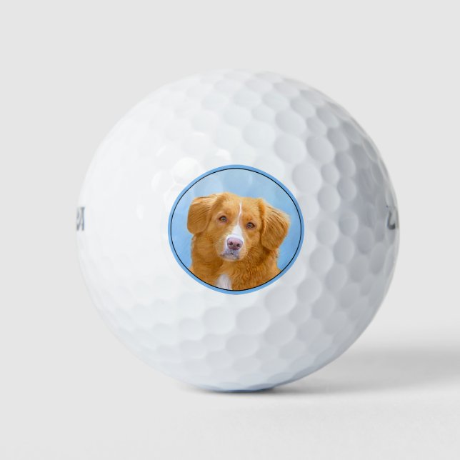 Nova Scotia Duck Tolling Retriever Dog Painting Golfball (Vorderseite)