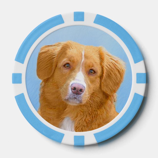Nova Scotia Duck Tolling Retriever Dog Painting Pokerchips (Vorderseite)