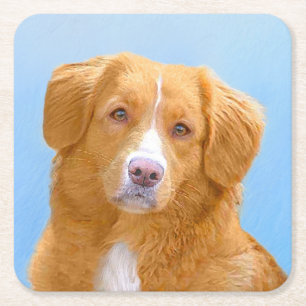 Nova Scotia Duck Tolling Retriever Dog Painting Rechteckiger Pappuntersetzer
