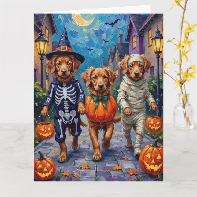 Nova Scotia Duck Tolling Retriever Halloween Karte (Gelbe Blume)