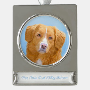 Nova Scotia Duck Tolling Retriever Hund Gemälde Lo Banner-Ornament Silber