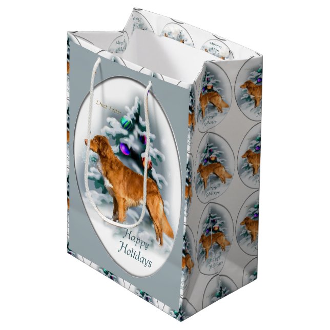 Nova Scotia Duck Tolling Retriever Mittlere Geschenktüte (Vorderseite Schrägansicht)