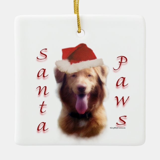 Nova Scotia Duck Tolling Retriever Santa Paws Keramikornament (Vorderseite)
