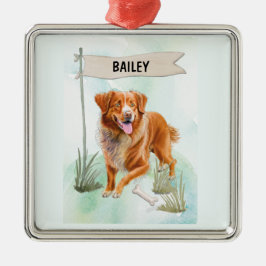 Nova Scotia Duck Tolling Retriever Watercolor Dog Ornament Aus Metall