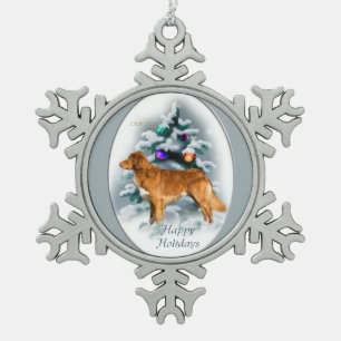 Nova Scotia Duck Tolling Retriever Weihnachten Schneeflocken Zinn-Ornament
