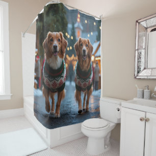 Nova Scotia Duck Tolling Retriever Weihnachts Schn Duschvorhang
