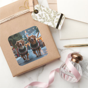 Nova Scotia Duck Tolling Retriever Weihnachts Schn Quadratischer Aufkleber
