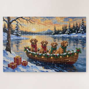Nova Scotia Duck Tolling Retriever Weihnachtsboot Puzzle