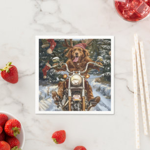 Nova Scotia Hund fährt Motorrad Weihnachten Serviette