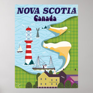Nova Scotia Kanada Vintage-Reiseposter Poster