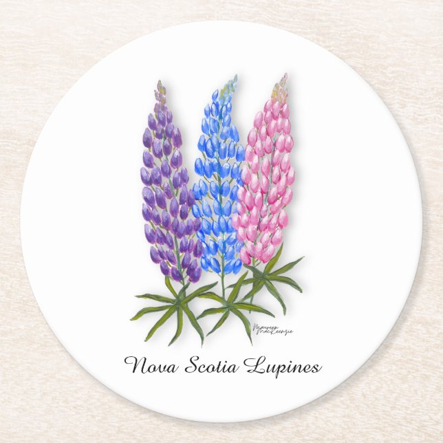 Nova Scotia Lupinen Runder Pappuntersetzer (Vorderseite)