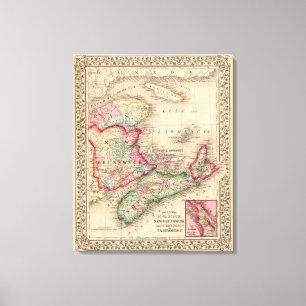 Nova Scotia, New Brunswick, Karte von Mitchell Leinwanddruck