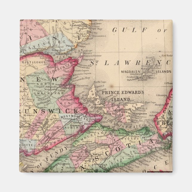 Nova Scotia, New Brunswick, Karte von Mitchell Magnet (Vorne)