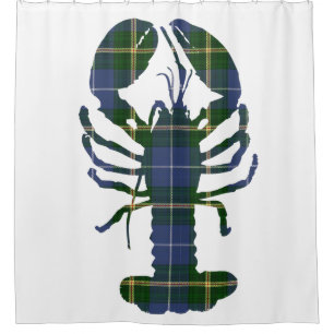 Nova Scotia Tartan Blauer Duschvorhang Hummer