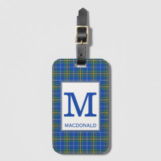 Nova Scotia Tartan Bright Blue Kariert Monogram Gepäckanhänger