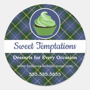Nova Scotia Tartan Kariert Cupcake Bakery Classic Runder Aufkleber
