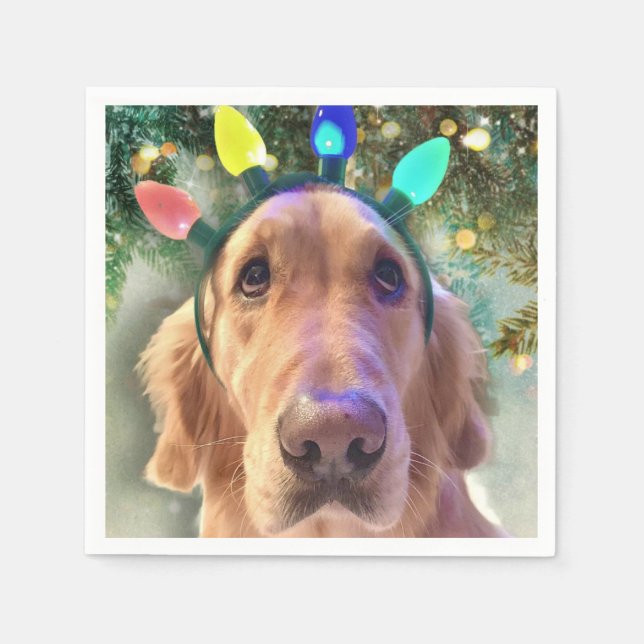 Nova The Golden Retriever Dog Weihnachten Serviette (Vorderseite)