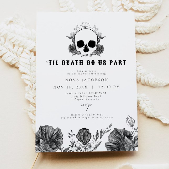 NOVA Til Death Gothic Skull Black Brautparty Einladung (Von Creator hochgeladen)