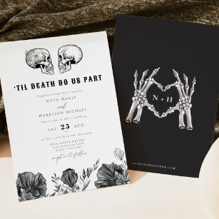 NOVA Til Death Gothic Skull Black Floral Wedding I Einladung