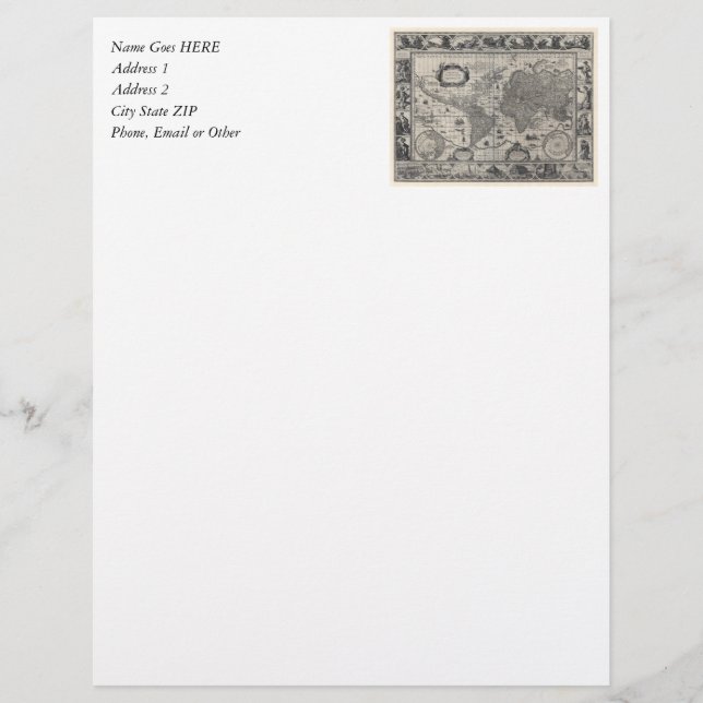 Nova totius terrarum, antike Weltkarte 1606 Briefkopf (Vorderseite)