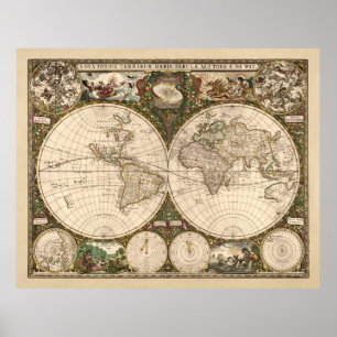 Nova Totius Terrarum Orbis Tabula (F. de Wit) Poster