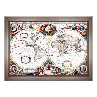Nova Totius Terrarum Orbis von Henricus Hondius II Fotodruck
