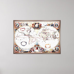 Nova Totius Terrarum Orbis von Henricus Hondius II Leinwanddruck