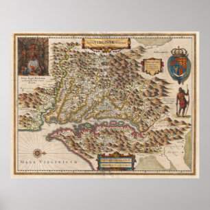 Nova Virginiae Tabula 1630 Henricus Hondius Karte Poster