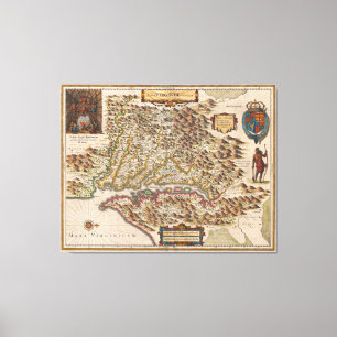 Nova Virginiae Tabula Henricus Hondius Karte 1630 Leinwanddruck