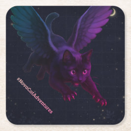 #NovaCatAdventures winged v2 Paper Coaster Rechteckiger Pappuntersetzer
